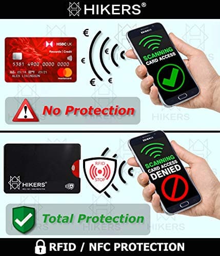 HIKERS Étui Protection Carte bancaire sans Contact Rigide, Lot de 3 Housses Pochettes Anti RFID NFC pour Carte de crédit, Carte Bleue, CB Blocage RFID (3 Étuis Noirs)