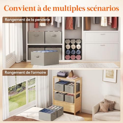 Lifewit Lot de 3 Organisateur Armoire, 12 Cellules Boite Rangement Vetement, Rangement Tiroir, Placard, Rangement Dressing pour Jeans, Pantalons, Pulls, Serviettes, T-shirts, 43 X 33 X 24 cm,