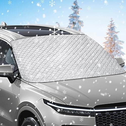 Couverture Pare Brise Voiture, Bâche Pare Brise Protection, Pare-Soleil Anti Givre Neige Anti Glace UV Soleil, Couverture Repliable Universelle pour la Plupart des Voitures et SUV 177x109x141CM