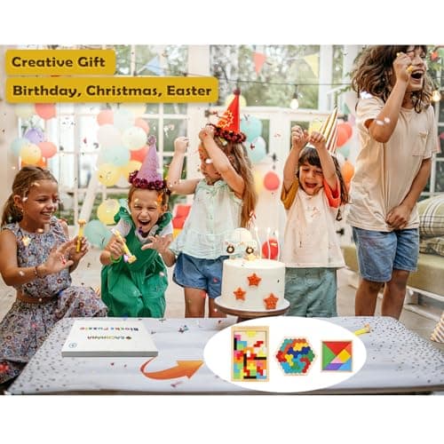EACHHAHA Puzzle Enfant 3 Ans,Tangram Bois Puzzle 3 en 1,Casse-tête en Bois, Améliorer la pensée logique et la cognition des Structures géométriques,Cadeau d'anniversaire pour Enfants