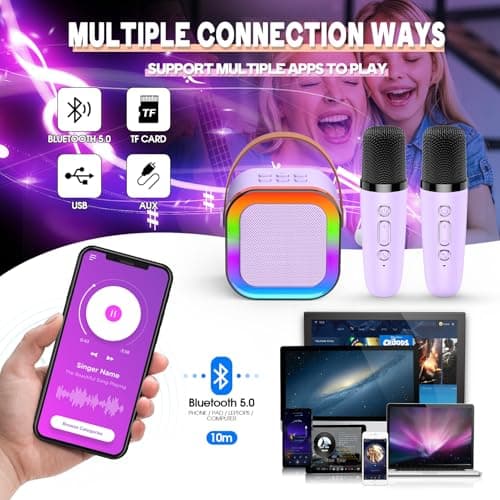 Dislocati Micro Enfant, Cadeau Fille 3-12 Ans Karaoke Enfant Jouet Fille 3-12 Ans Karaoke Micro sans Fil Jouet Fille 3-12 Ans Micro Karaoke Enfant
