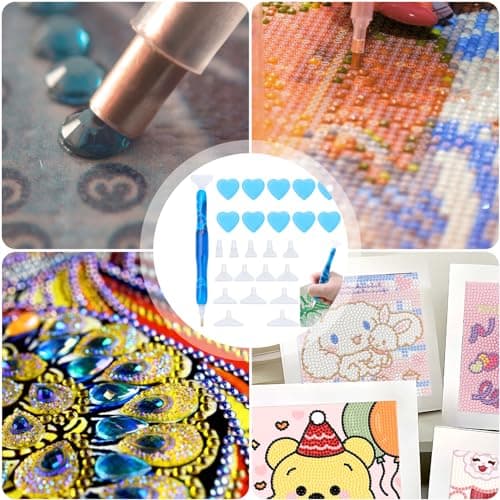 JJYHEHOT Stylo Diamond Painting Kit, Diamond Painting Accessoires en Résine avec 15 Embouts de Remplacement, Outils de Fabrication Artisanale de Peinture Diamant 5D pour Bricolage Artisanat