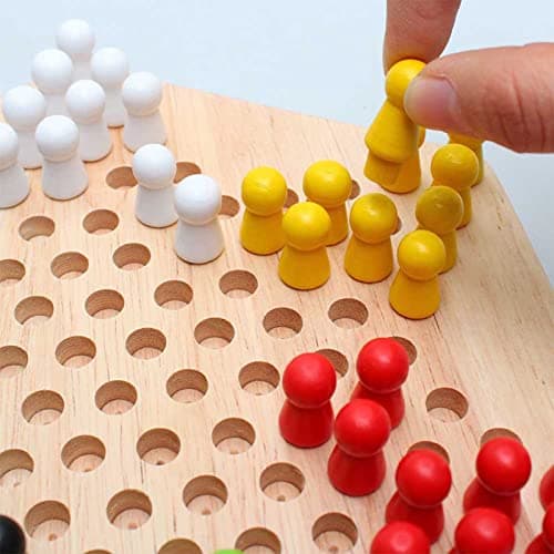 Drfeify Jeu de société de Dames Chinoises Enfants Classique Jeu de société éducatif en Bois Halma pour familles