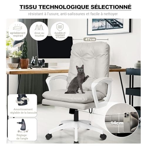 BASETBL Fauteuil Bureau 150 kg, Chaise de Bureau Confortable en Tissu technologique, Chaise Bureau Ergonomique avec Dossier Haut renforcé, Convient aux Enfants, aux Adolescents et aux Adultes