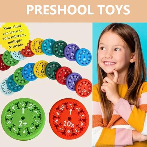 Jastown Math Fidget Spinners, Hand Spinner Jouet Sensoriel, Spinners Mathématiques Fidget, Jouet d'apprentissage Interactif, Math Fact Fidget Spinners,Jouets éducatifs (Multiplication et Division)
