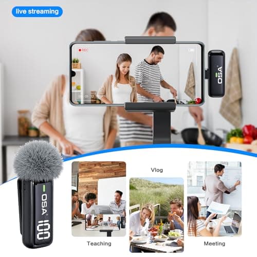 OSA Micro Cravate pour téléphone avec étui de Chargement et émetteur Affichage numérique – Lot de 2, pour téléphone de Type C, Enregistrement, Enregistrement vidéo Professionnel(USB C)