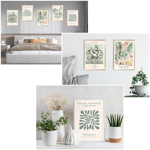 KiKiHong 6 Pièces Poster Matisse Vert Sauge Affiches D'exposition Henri Matisse Poster Mural Vintage pour Salon Salle à manger chambre à Coucher 20 x 25cm-Sans Cadre