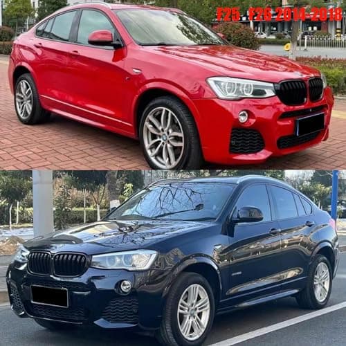 Hengjiayao F25 F26 Calandre pour BMW X3 X4 F25 F26 2014-2018 ABS Grille Noir Brillant Double Pont Sport Lattes (For F25 2014-2018)