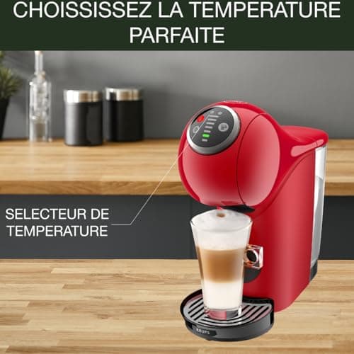 Krups Nescafé Dolce Gusto Machine à café capsules, Cafetière multi-boissons, Haute pression, 15 bars, Programmable, Arrêt automatique, Compact, Genio S Plus, Rouge KP340510