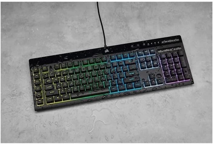 Corsair K55 RGB Pro Clavier de Jeu Filaire à Membrane (AZERTY FR) – Noir | IP42 Résistant à la Poussière et Aux éclaboussures, 6 Touches Macro Intégration Elgato, PC, Mac, Xbox