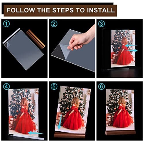 Srvnpioy Lot de 8 Présentoirs A4 pour Menu en Bois, Présentoir de Table A4 en Acrylique, Plexi A4 Support Menu en Acrylique, Porte Menu A4 pour Restaurants, Hôtel, école, Bureau
