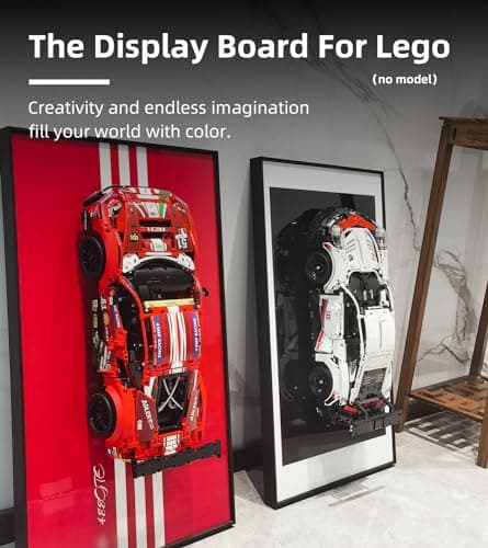 WETCEAOM Cadre Tableau d'affichage Mural pour Lego Technic 42125 Ferrari 488 GTE AF Corse #51, Tableau d'affichage Mural pour Lego Les Amateurs, Taille : 75x45 cm(sans modèle)