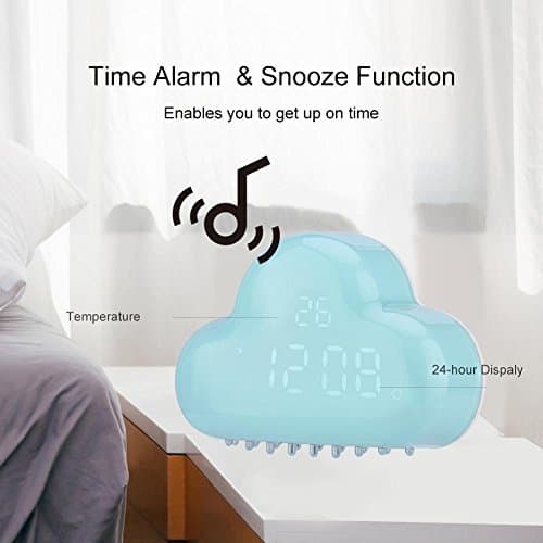 Diyeeni Réveil numérique LED en Forme de Nuage, Alarm Clock Nagnétique avec Température Calendrier Snozee, Horloge de Table Numérique pour Enfants sans Tic-Tac, Convient aux Filles Garçons(Bleu)