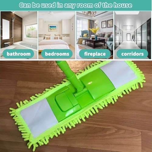 HTTYHT 6 pièces Housse de vadrouille pour Le Nettoyage des sols 42 x 12 cm serpillères en Chenille Bleues/Verte serpillères en Microfibre lavables et réutilisables pour Le Nettoyage des sols