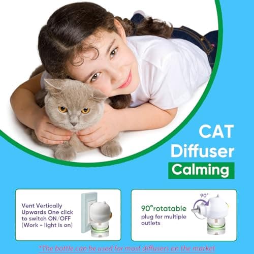 KreezyPets Recharge diffuseur apaisant pour chats lot de 2, phéromones apaisantes aident les chats à se détendre et à soulager l'anxiété, durent 60 jours