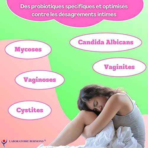 Probiotique flore intime vaginale - Ferments lactiques 40 milliards UFC en 5 souches Lactobacillus - Enzymes digestives Fabrique en FRANCE en 60 gelules vegetales gastro resistantes naturels et Vegan