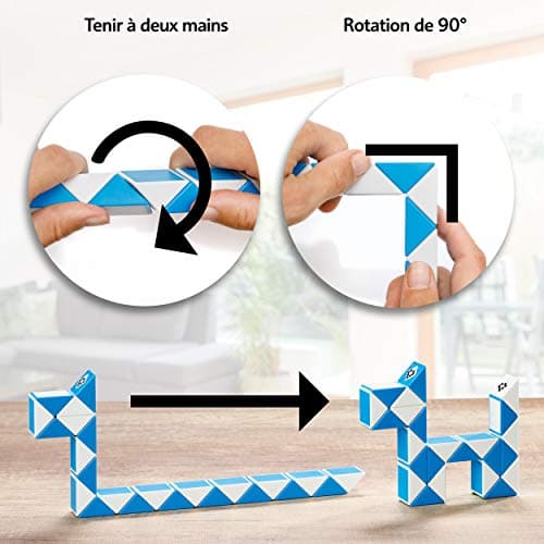 CUBIDI® Magic Snake Cube | Jouet de Poche pour Les Enfants de 4 à 8 Ans | Cadeau Anniversaire Enfants invites | Cadeau pour élèves - 24 Blocs | 2,3 mm x 1,8 mm | Bleu