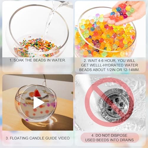 ANZON MORIES Perles d'eau claire 328g billes et plates pour vase, Perle d eau transparente en hydrogel et eau gélifiée Clair, bougies flottante, décoratif maison, déco Noël, festivité marriage