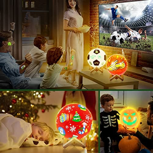 DIY-LAOESE Kit de Peinture Football Veilleuse 3D Lampe, Cadeau d'anniversaire pour Fan de Foot, Loisir Créatif pour Enfant, Garcon Cadeau Fille 3 4 5 6 7 8 9 10 11 12 Ans