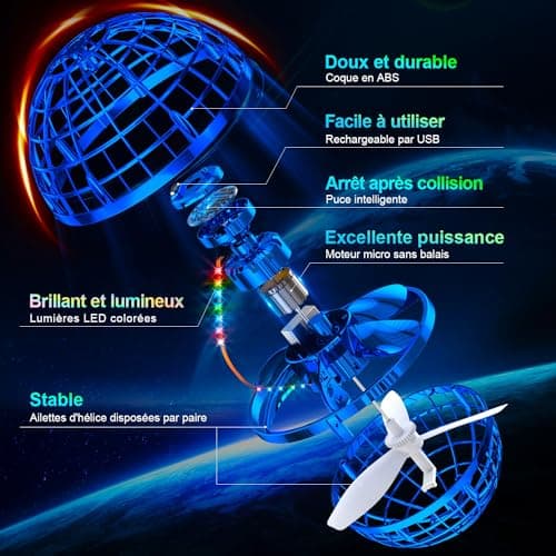 Ivtivfu Boule Volante (Bleu) Flying Orb Ball Fly UFO Boule Magique Spinner Boomerang Jouet extérieurs pour Garçon et Fille Enfant Cadeau pour Les 6 7 8 9 10 12 Ans