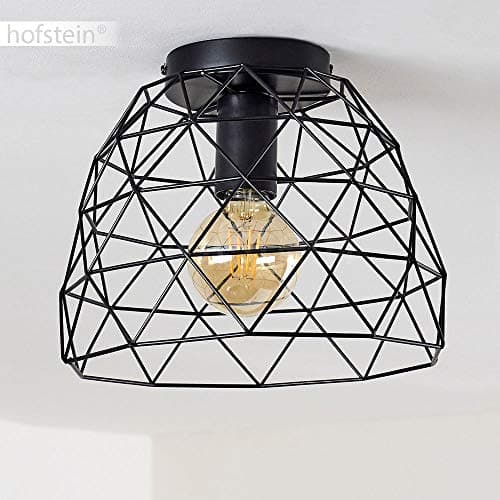 Plafonnier Hajom en métal noir, luminaire moderne créant un motif lumineux géométrique au plafond, pour 1 ampoule E27, ampoule(s) non incluse(s)