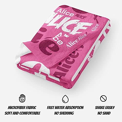 CUDIYST Personnalisé Serviette de Plage Personnalisable Nom Serviette de Plage Douce et Confortable, adaptée pour - Bord de mer, Plage, Natation, Fitness, Camping, Yoga