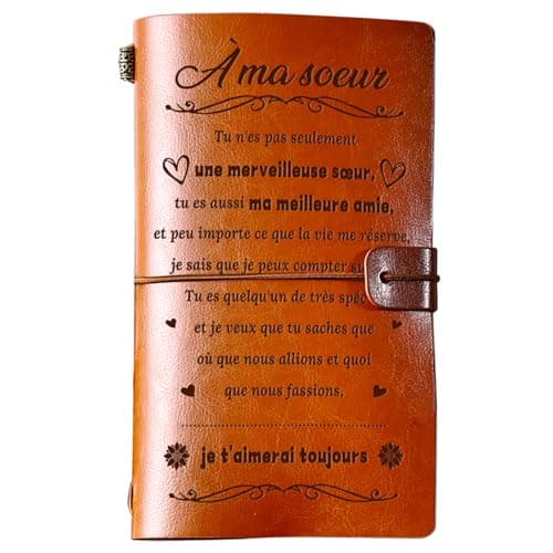 Funnli Cadeau Soeur, Carnet de Notes en Cuir de 144 Pages Cadeau Pour Soeur, cadeau Noel anniversaire Graduation Pour Les Sœurs, Meilleure Cadeaux Petite Sœur Original, Idée Ma Soeur