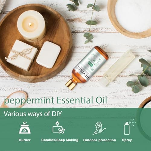 HEYTREE Huile Essentielle de Menthe Poivrée 100ml - L’arôme fort et frais de menthe poivrée augmente l’optimisme et la clarté - Parfait pour l’aromathérapie, le diffuseur, la respiration claire