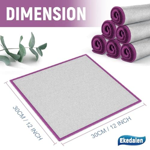 Ekedalen Chiffon Magique Microfibre, 6X Serviette sans Trace Absorbant Polissage, Lingette Essuie Verre Vitre Lunette Miroir Vaisselle Cuisine Menage Voiture, Torchon Nettoyage Réutilisable Lavable