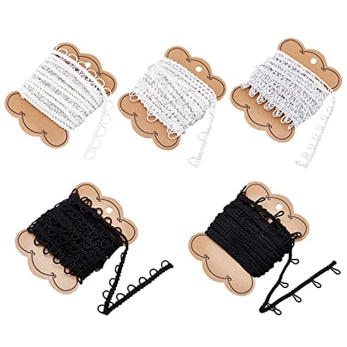 nbeads 30 Verges 5 Styles Garniture de Boutonnière, Cordon Élastique avec Boutonnière Couture Bande Extensible avec Boucles de Bouton Élastiques pour Robe Costume de Mariée, Environ 27.43m