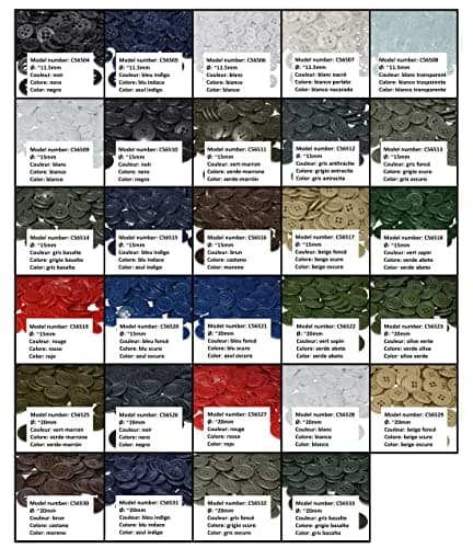 AERZETIX - C56512 - Lot de 100 Boutons à coudre ronds Ø15x3 mm à 4 trous - couleur gris anthracite 24L L24 - en plastique - ouverture 2 mm - mercerie couture vêtements mode tricot décoration