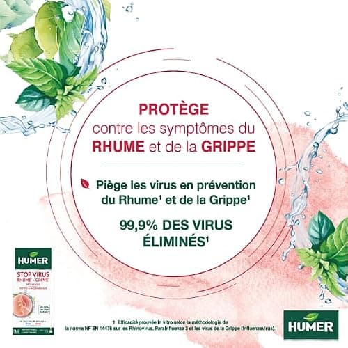 Humer - Spray Nasal Stop Virus Prévention Rhume Et Grippe 99,99 pourcent des Virus Éliminés 15 ml, Blanc, 15 ml (Lot de 1)
