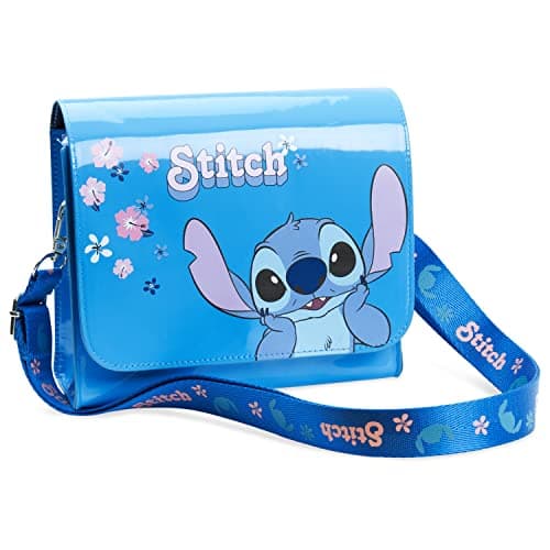 Disney Sac Stitch, Sac à Main Bandoulière, Idée Cadeau Enfant Fille Stitch Reine des Neiges (Bleu Stitch)