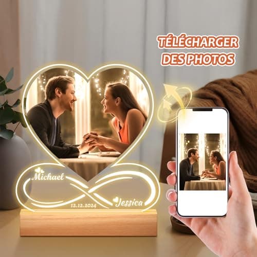 Cadeau Personnalisé Femme & Homme, Cadre Photo Personnalisé avec Photo, Cadeau Noel Femme, Cadeau Personnalisé Couple Copain Copine Original, Idee Cadeau Femme Anniversaire, Noël, Saint Valentin