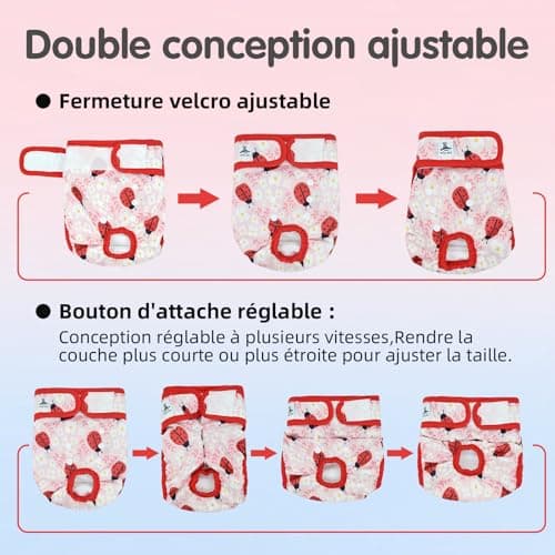 UFO PET Culotte Chiennes Chaleurs XS Réutilisables, Couche pour Chien Femelle Lavables (Lot de 3), Culotte très Absorbantes pour Chien avec Fermeture Forte et Flexible