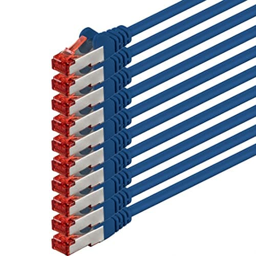 1aTTack.de 10x 1m - Câble réseau Cat 6 Câble patch Cat6 RJ45 SFTP - Bleu