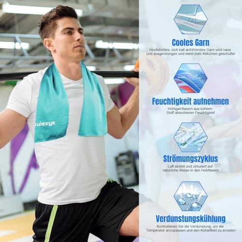 Bouiexye Lot de 2 serviettes rafraîchissantes 100 x 30 cm Bleu mer Serviette rafraîchissante en microfibre Serviette de refroidissement instantanée pour le sport, le fitness, le yoga, les voyages, la