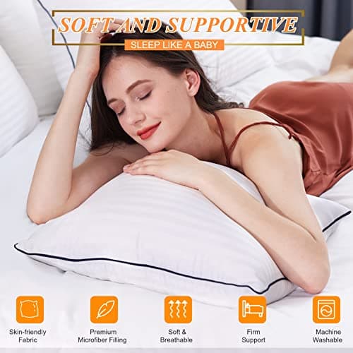 Layack Oreiller 80x80 cm Lot de 2, Hotellerie de Luxe Oreiller Confort Moelleux Hypo Allergéniques Anti Acariens d'oreiller pour Dormeurs sur Le Dos Le Côté Le Ventre