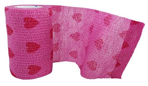 PintoMed - Bandage Cohésif - Rose avec Coeurs Rouge Love - 6 Rouleaux X 7,5 cm X 4,5 m Autoadhésif, Sports Bande, Premiers Secours Adhésif, Vet Wrap