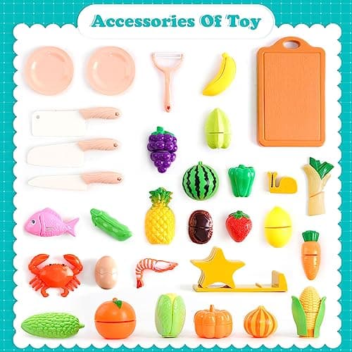 Fruits et Légumes Jouets Ustensile de Cuisine Jouet Enfant Coupe Fruits et Légumes Motricité Fine Jouet Bébé Jeux de Cuisine Cadeau de Pâques Enfant Fille Garçon 2 3 4 5 6 Ans