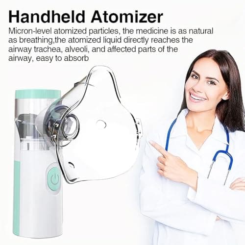 Inhalateur Nébuliseur Portable - avec Embout Buccal et 2 Masques, Aérosol Silencieux pour Enfants et Adultes, Idéal pour la Maison et les Voyages