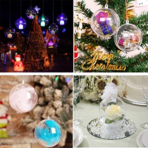 SUNSK Boules de Noël Transparente à Remplir 5cm Boule de Décoration en Plastique pour Décoration de Noël Fête Mariage Anniversaire 20 pièces