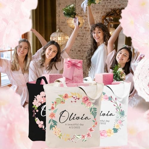 Cozifitgear Sac fourre-tout personnalisé pour la fête des mères pour femmes, sac de transport personnalisé, sac de courses réutilisable, cadeaux pour maman, demoiselles d'honneur, enterrement de vie