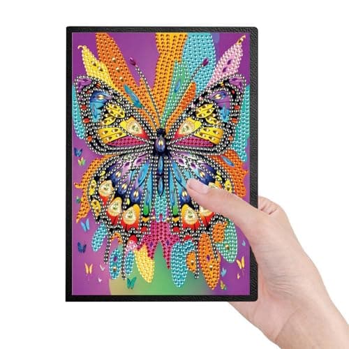 DCIDBEI Diamond Painting lot de 2 Carnet de Broderie Diamants Papillon Blanc A5 Tableau Diamant Journal Intime Adulte Cahier Diamant Painting Papillon Puzzle Diamant Carnet de Croquis 50 Feuilles
