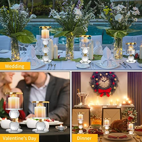 ERWEY Bougeoir en Verre, 2 Pièces Chandelier Photophore Bougie, Support pour Bougies en Cristal pour Mariage, Maison, Décoration de Fête