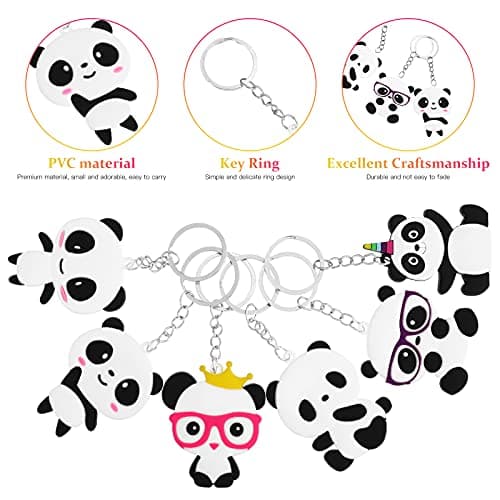 Toyvian Panda Porte-clés Mignons Voiture Porte-clés À Main Décorations Pendentif Party Favors 6 pcs (Style aléatoire) Blanc
