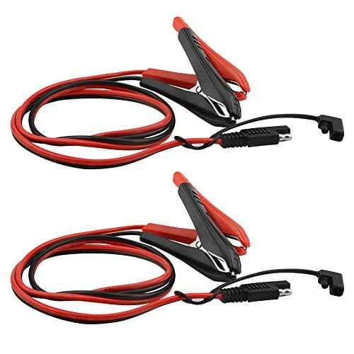 WMYCONGCONG Lot de 2 Pince crocodile SAE vers batterie 14AWG 12V Câble de déconnexion rapide SAE à 2 broches Adaptateur pour pinces crocodiles pour moto et voiture