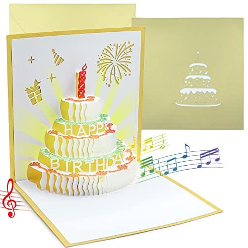 Carte Anniversaire 3D,Carte Pop Up Anniversaire,Carte d'Anniversaire Musique Avec Enveloppe,Carte Anniversaire Femme Homme Fille Anniversaire