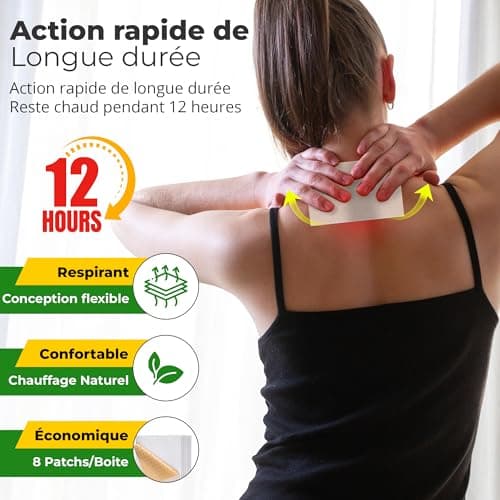 Patch Chauffant Okéopharma - adhésifs - Décontractant Musculaire Efficace pour dos, épaules, Nuque - Chaleur Confortable et Constante 12h - Pansement naturel à base de Camphre - Format économique