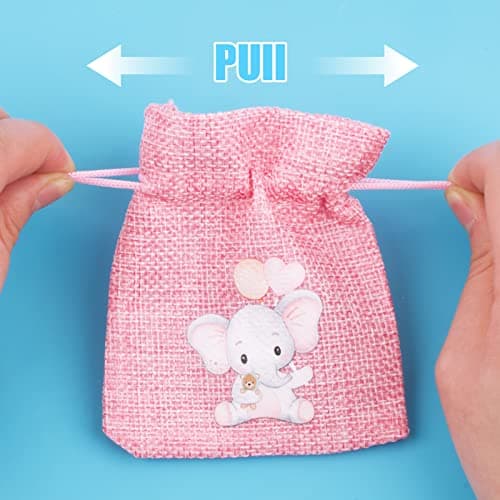 BETESSIN 24pcs Sachet Cadeau Dragée Jute Pochette Communion Baptême 8x10cm Confirmation Sac Mariage Anniversaire Bijoux Bonbon Chocolat Perle Faveur Décoration Fête (Rose)